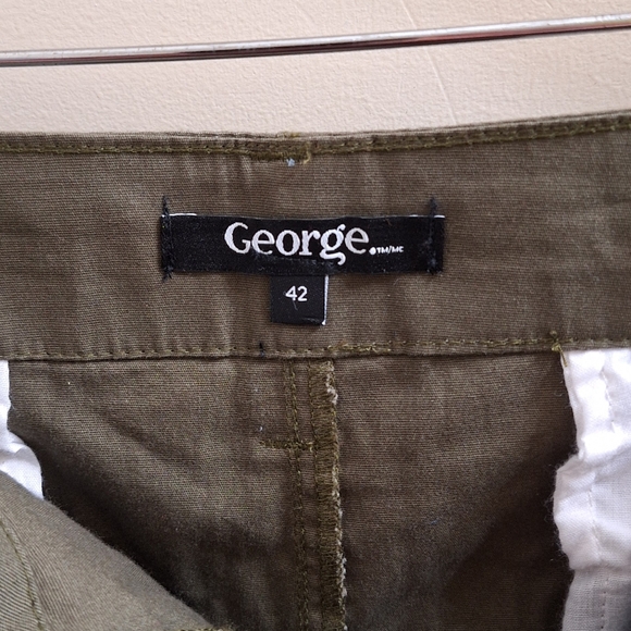 George Men Shorts Flat Front Cotton Khaki Shorts Size 42 - Picture 8 of 14